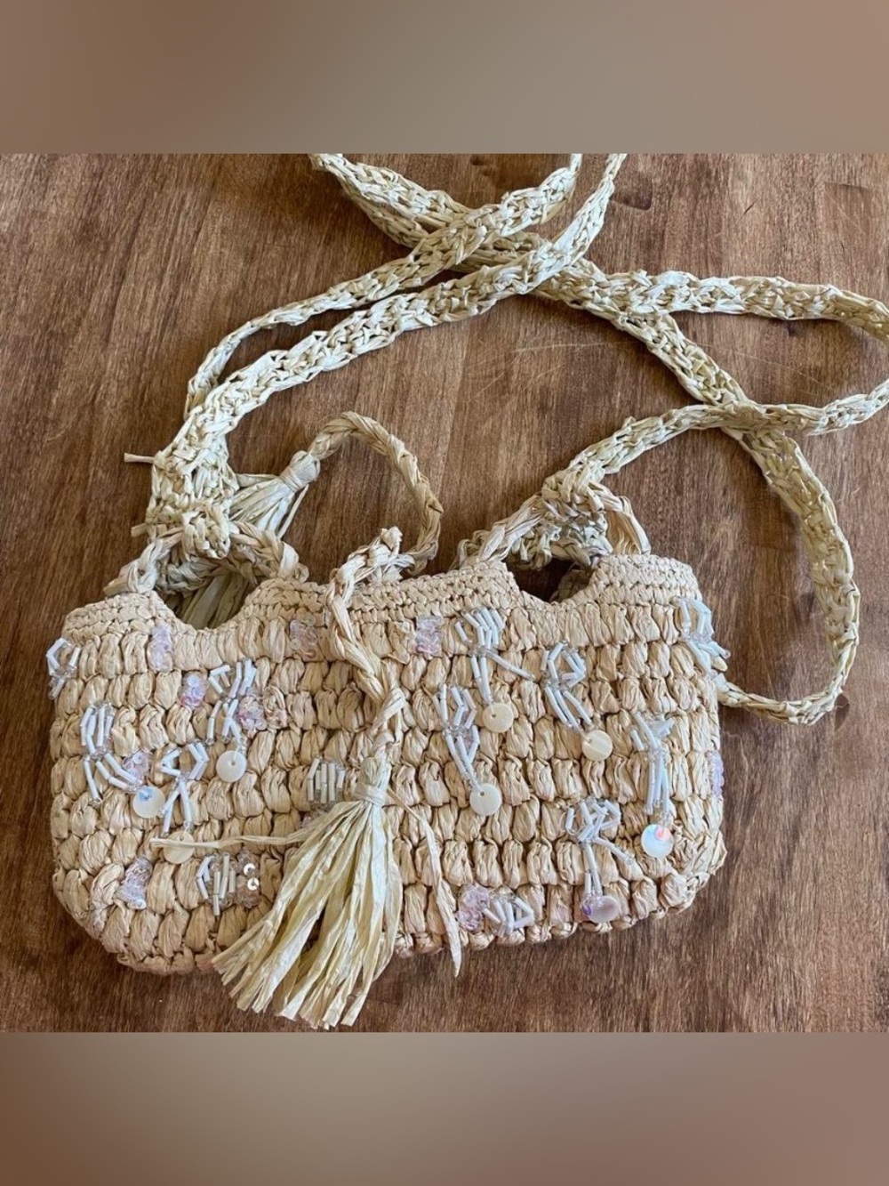 New Urban Outfitters Raffia Beaded Crossbody Bag - Picture 4 of 4